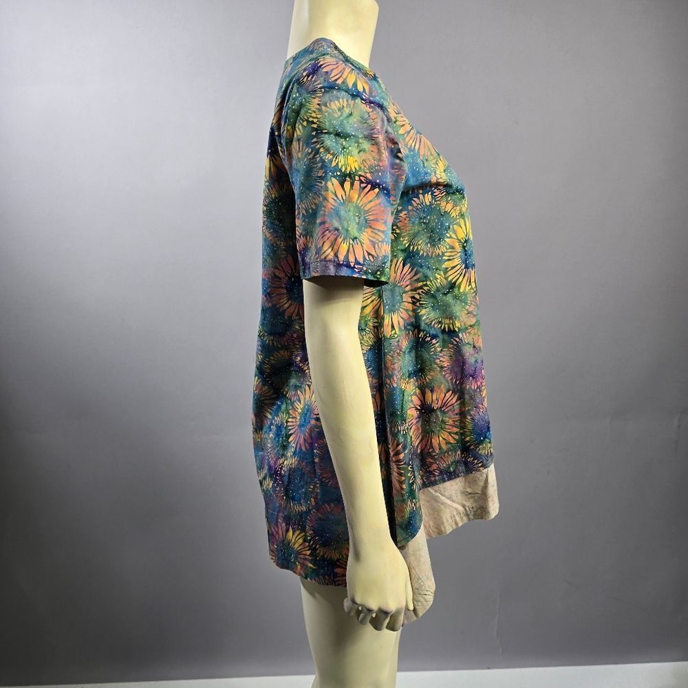 Blue and Green Short Sleeve Boxy Tunic R3 - Picture 3 of 5